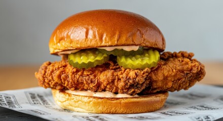 Close-up of a Delicious Fried Chicken Sandwich