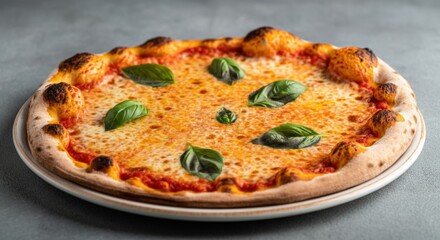 Closeup of a Margherita Pizza with Basil
