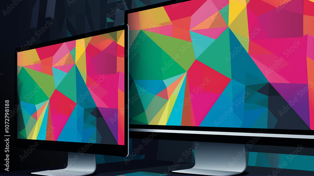 Fototapete Scalable vector graphics in a graphic design software display a color and geometric shape on a computer screen, graphic design, vector graphics, color on a computer screen