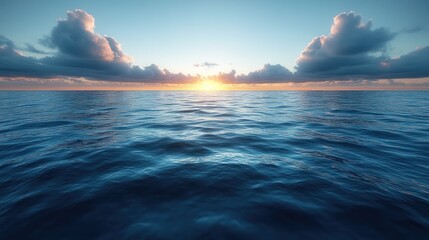 Fototapeta premium Serene ocean view at sunset, reflecting calmness and beauty.