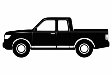 Pickup silhouette, pickup graphic vector illustration, pickup truck black icon isolated on white background