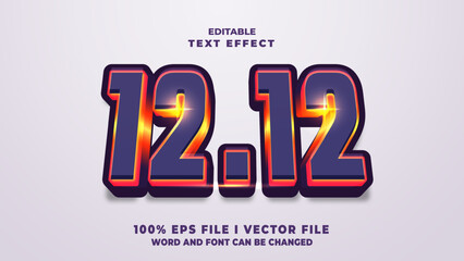 editable 3d 12 12 bold text effect.typhography logo