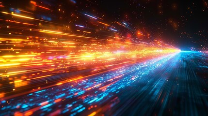 Obraz premium Abstract futuristic background with glowing lines and particles.