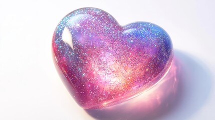 Fototapeta premium 3D Heart-shape made by glass. Sparkles and glowing softly. Magical and elegant mood and tone.