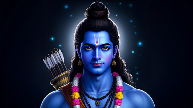 Fototapeta Lord Rama An Avatar of God Vishnu and King Of Ayothi Kingdom. A True Warrior With Kindness and love . An Extra-Ordinary Archer Fight Against Demons and Devils .Husband of Goddess Seetha Devi .