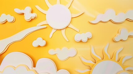 Bright and Cheerful Cartoon Sun on White Background: A Ray of Sunshine