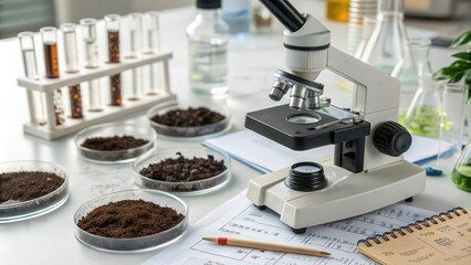 Microscope Analyzing Soil Samples in a Lab Setting With Generative AI