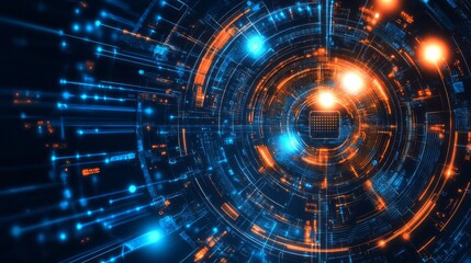 Obraz premium Digital background for tech, AI, data, audio, graphics