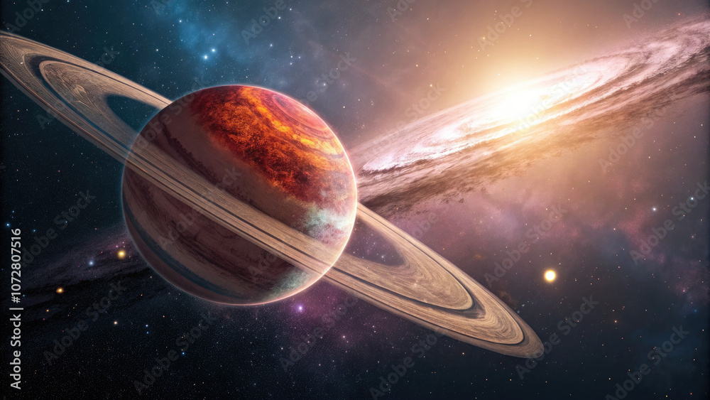 Canvas Prints close-up of glowing planet disk floating in space, serene beauty of the universe with ample copy spa