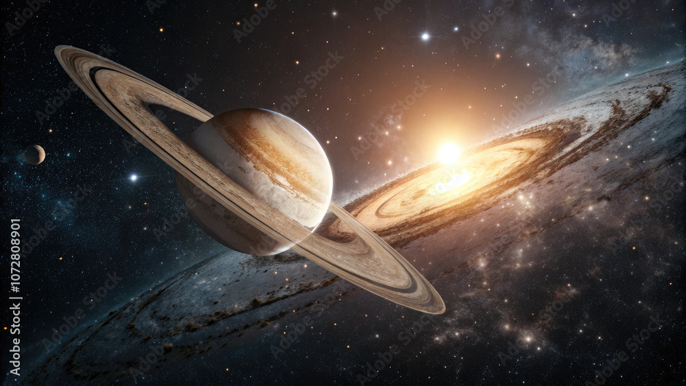 Canvas Prints close-up of glowing planet disk floating in space, serene beauty of the universe with ample copy spa