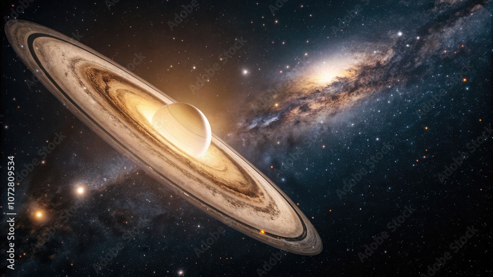 Canvas Prints close-up of glowing planet disk floating in space, serene beauty of the universe with ample copy spa