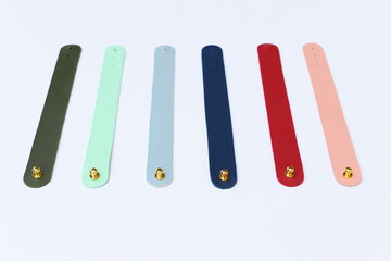 pastel colorful leather strap isolated on white background