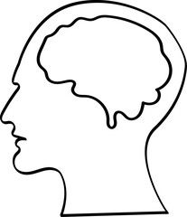 Human Head Outline with Brain Symbol