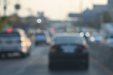 highway traffic with safety barrier on road asphalt, blurred image