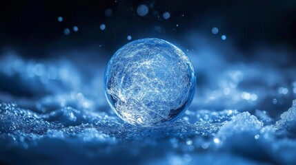 Ice ball orbiting in space