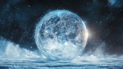 Ice ball orbiting in space