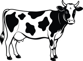 Cow silhouette, dairy cow, animal silhouette,bull vector Illustration