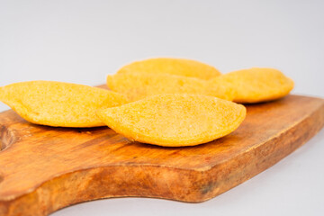 Colombian empanada with spicy sauce 