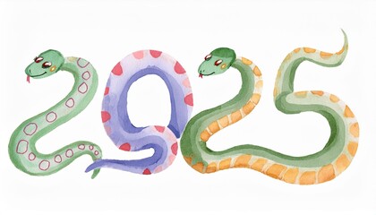 Obraz premium 蛇で2025と書いたイラスト