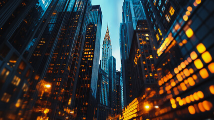 Smart digital Innovation Business skyscrapers in the Financial District with connection network reciprocity over the cityscape. of future smart wireless digital city and social media networking