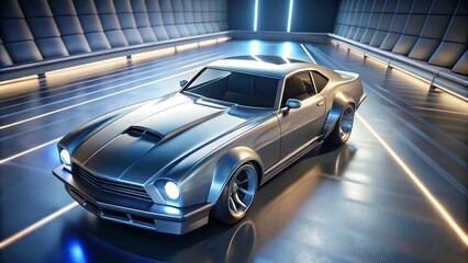Fototapeta premium Need for speed car racing game in city light 