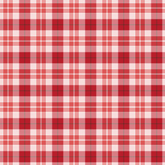 Plaid repeat pattern.Checkered tartan gingham seamless pattern in red and white. Geometric graphic vector illustration background design for fabric and print.