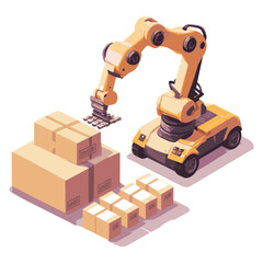 Robotic Arm Packaging Boxes on Conveyor