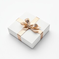 Obraz premium Elegant White Gift Box with Gold Ribbon