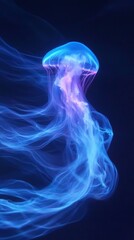 Ethereal Jellyfish Glowing in Dark Water