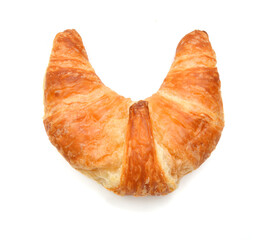 Fresh and tasty croissant over white background