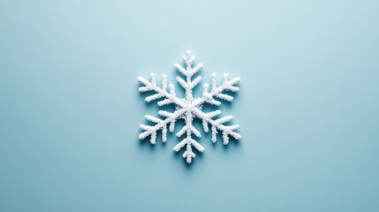 A single snowflake icon centered on a solid light blue background, minimalist design