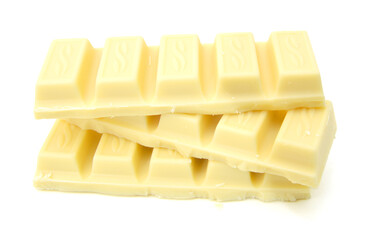 White chocolate pieces isolated on a white background