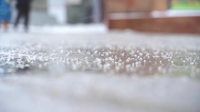 slush on Moscow streets and snow removal agent