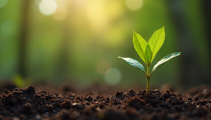 Recently germinated seeds. Agriculture, plantation.