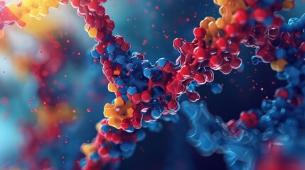 Obraz premium Protein Folding Simulation in Molecular Dynamics Style