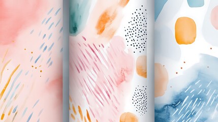 Abstract Watercolor Pattern with Pink, Blue, and Orange Hues