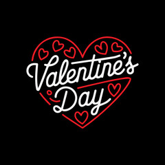 Happy Valentines day text Lettering heart shape