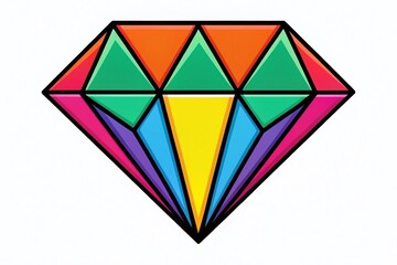 Obraz premium Simple Cartoon Diamond Illustration for Business Logo or Sticker Design, Perfect for Branding and Creative Projects, Eye-catching and Unique Visual Representation