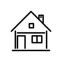 Editable outline icon of house isolated on white background.