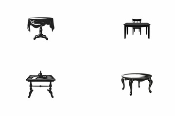 Set of table silhouette vector stylish