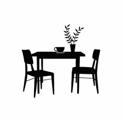 Chair and table silhouette vector illustration