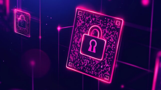 Safety in Cashless Transactions : A QR code icon with a lock overlay, representing the secure nature of digital transactions and cashless payment methods - Powered by Adobe