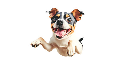 Fototapeta premium A joyful jumping smiling dog, vector illustration, isolated or white background