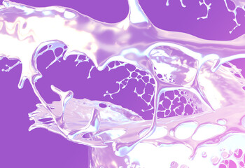 gold and purple metallic paint oil splash. Orange liquid honey or oil splash. Provocative viscous liquid abstract splash art in contemporary décor Orange and yellow background.