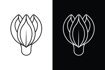 Simple Bok Choy Icon. Editable Silhouette Vector of Leafy Cabbage