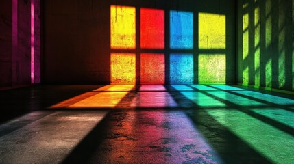 Colorful Light and Shadow Patterns in Empty Room