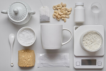Mug with Tableware on White Background