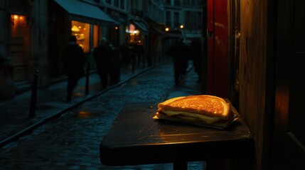 Croque Monsieur in a Cozy Urban Bistro Setting