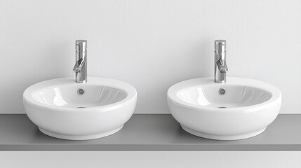 Fototapeta premium 3D Depiction of Double-Sink Vanity with Floating Sinks and Quartz Countertop