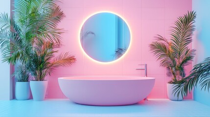 3D Illustration of OLED Mirror Display with Entertainment Options
